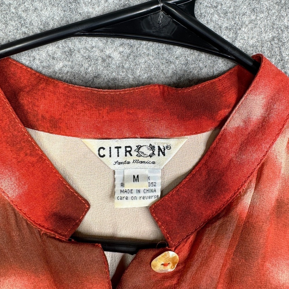 Citron Santa Monica Tunic Top Kimono Shirt Button Up Floral Silk Womens M - Picture 7 of 9